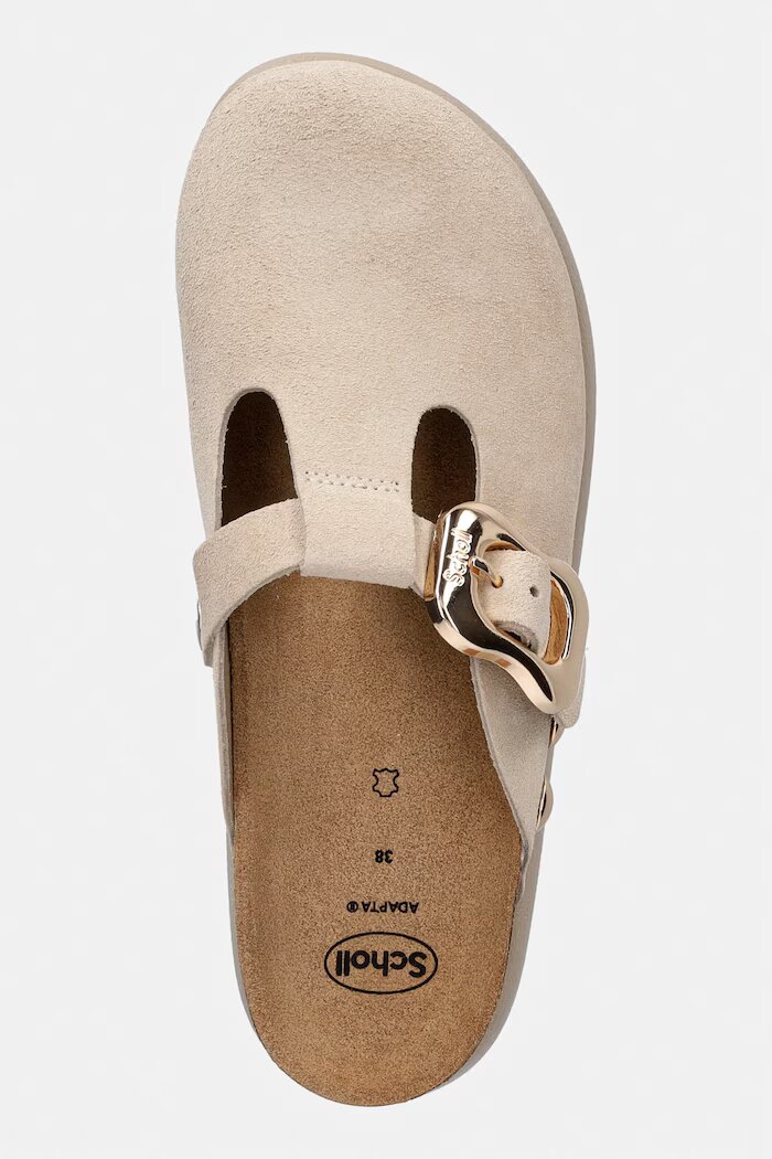 Scholl чехли сабо дамски от велур FLORA бежови F007601171