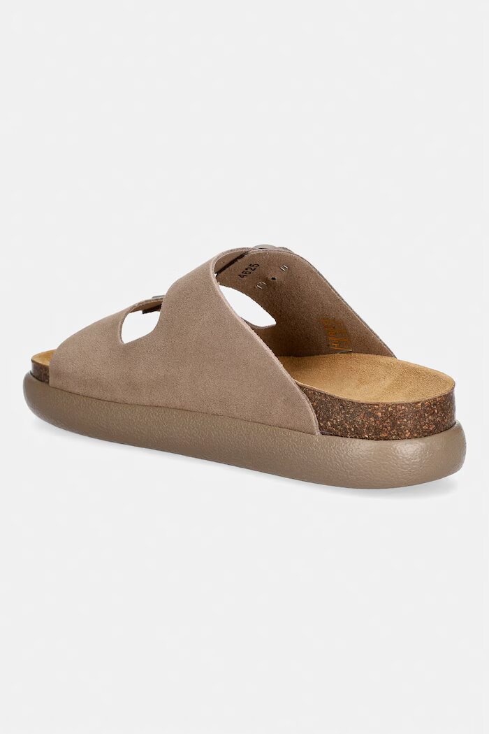 Scholl Велурени чехли NOELLE в бежово с платформа F012182361