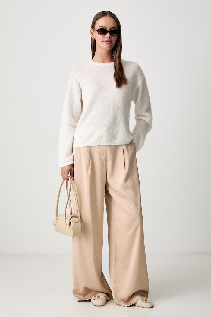 Scotch  Soda панталон дамски бежов с висока талия ULH01488F