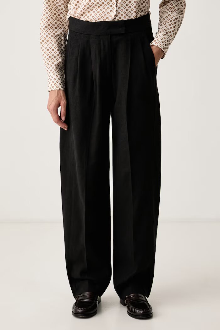 Scotch  Soda панталон дамски с лиосел Quinn черен с висока талия ULH01704F