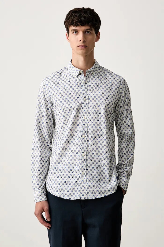 Scotch  Soda риза мъжка от памук синя на цветя 183563