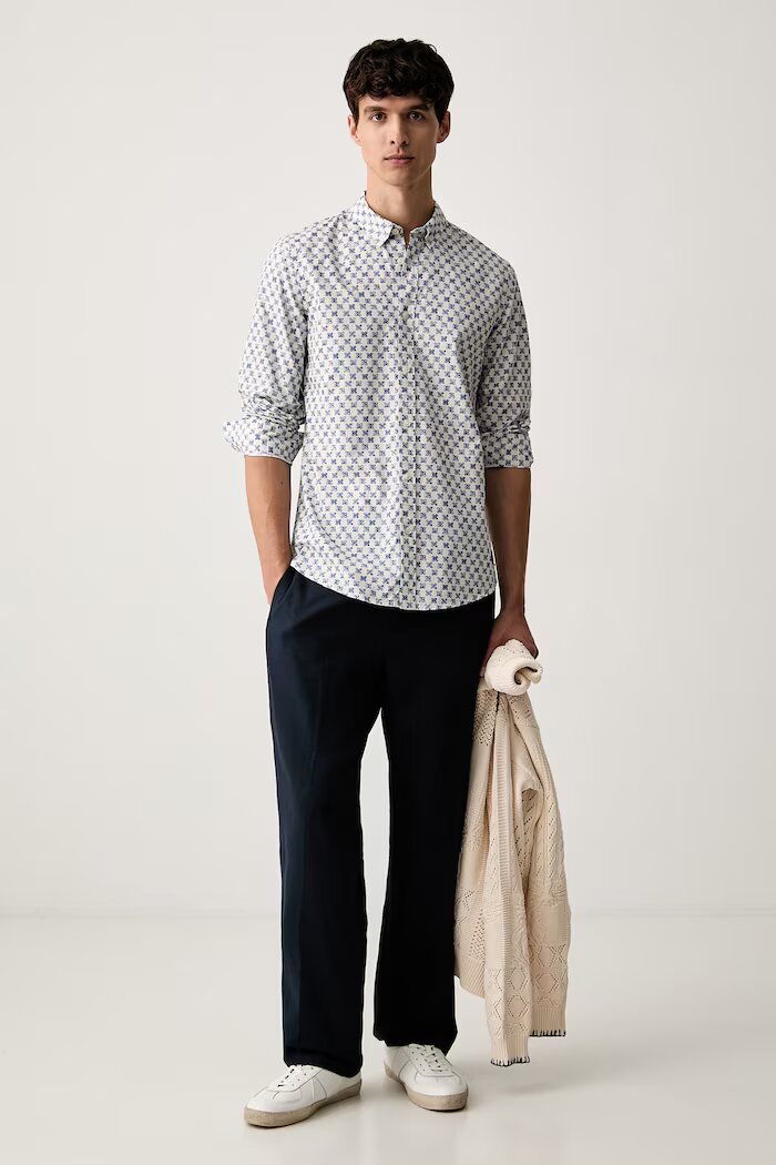 Scotch  Soda риза мъжка от памук синя на цветя 183563