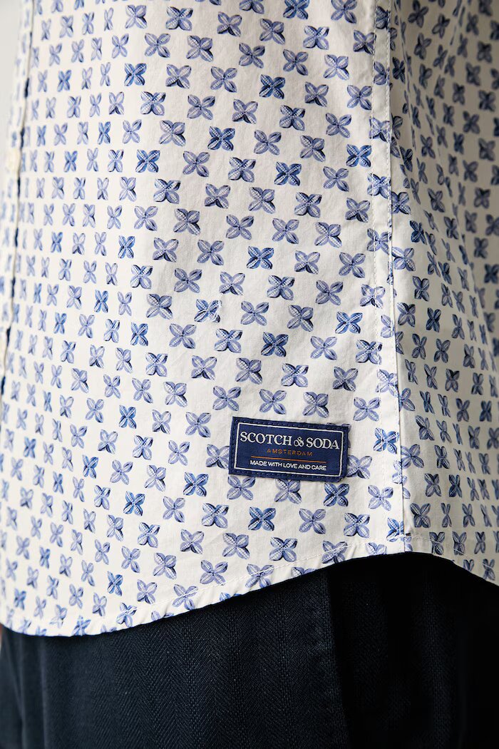 Scotch  Soda риза мъжка от памук синя на цветя 183563