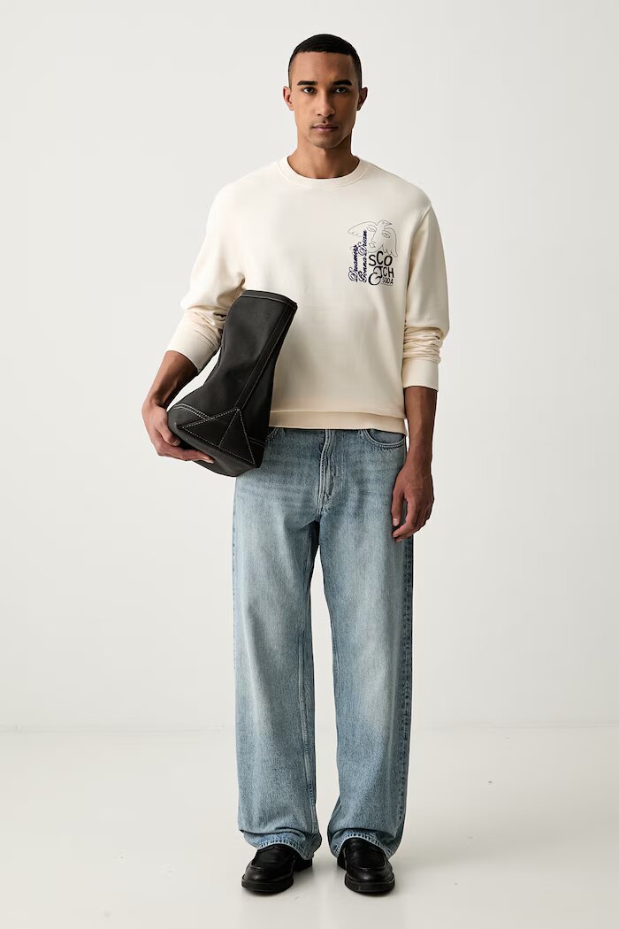 Scotch  Soda суичър мъжки от памук бежов 183456