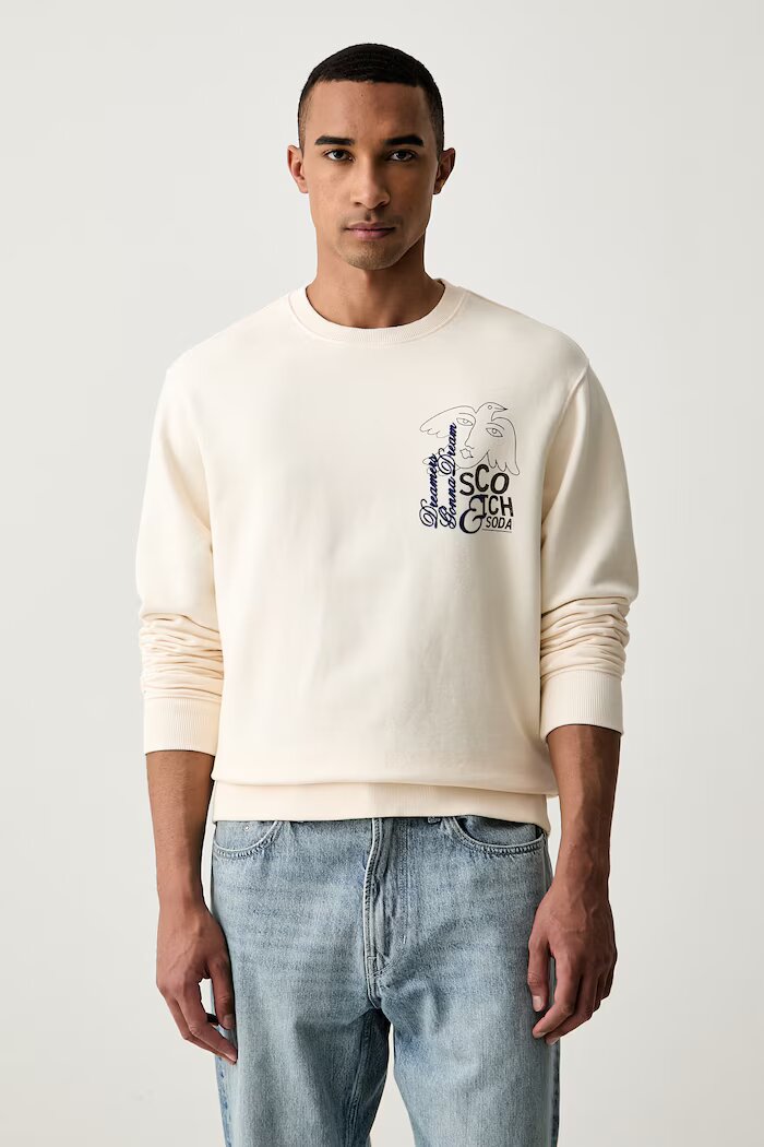 Scotch  Soda суичър мъжки от памук бежов 183456
