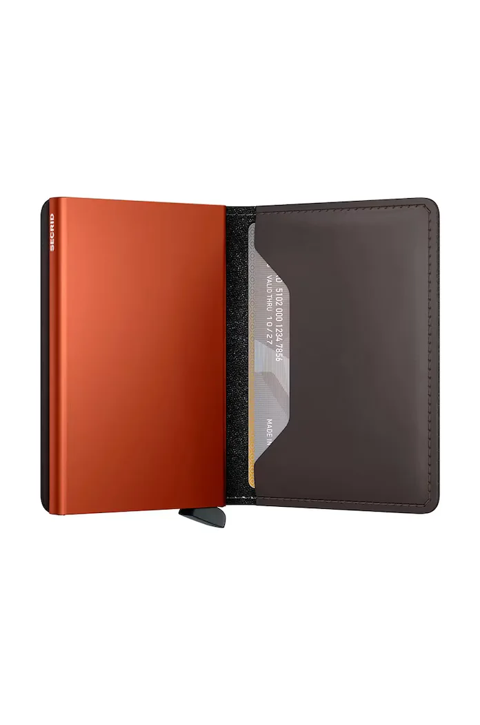 Secrid Кожен портфейл в кафяво SM-Truffle & Orange