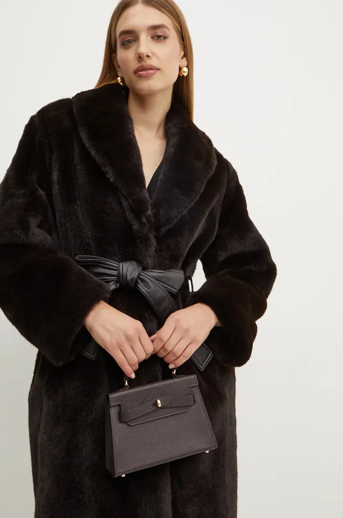 Silvian Heach чанта crossbody дамска от кожа SANITA кафява RCP25016BO