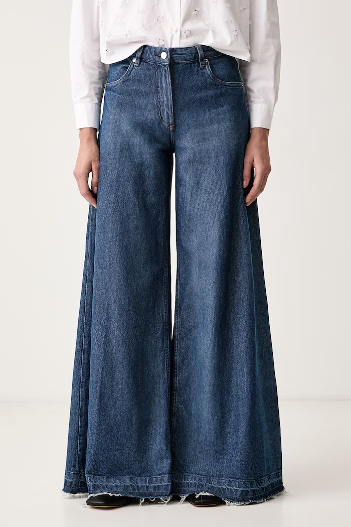 Silvian Heach дънки wide leg дамски PADRIK сини GPA26044JE
