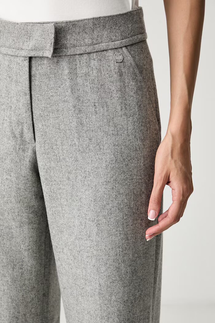 Silvian Heach панталон дамски с вълна KADIR сив с висока талия GPA26198PA