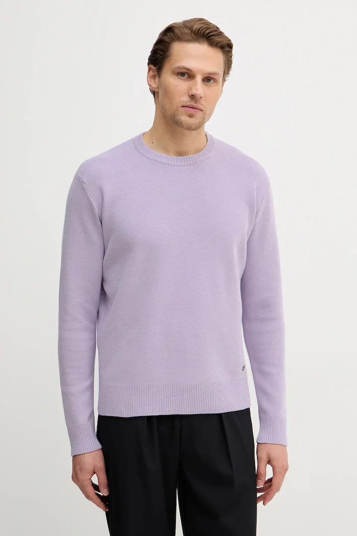 Sisley Памучен пуловер мъжки в лилаво от лека материя 1VWXS104Q
