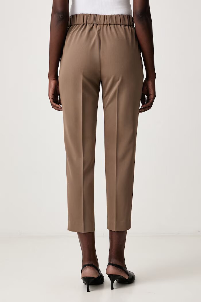 Sisley панталон дамски с вискоза кафяв с висока талия 4KVXL5CM7