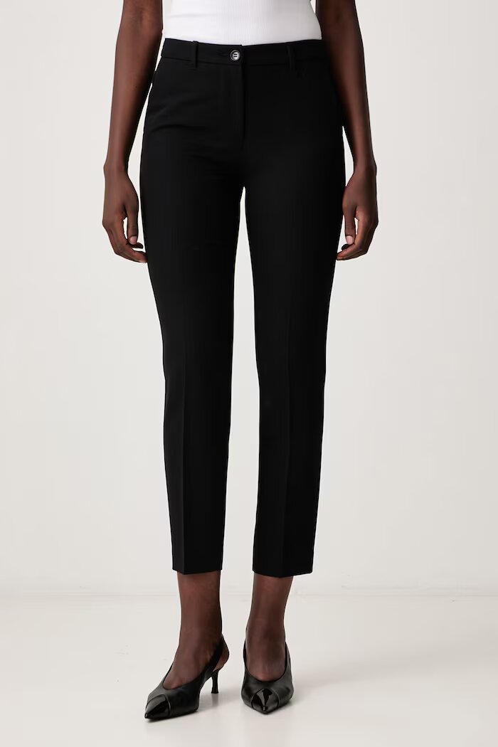 Sisley панталон slim fit дамски черен с висока талия 4KVXPF00C
