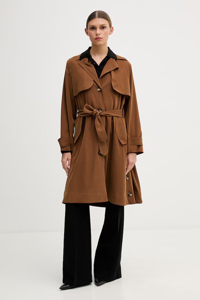 Sisley шлифер дамски от вискоза кафяв 29I2LN071