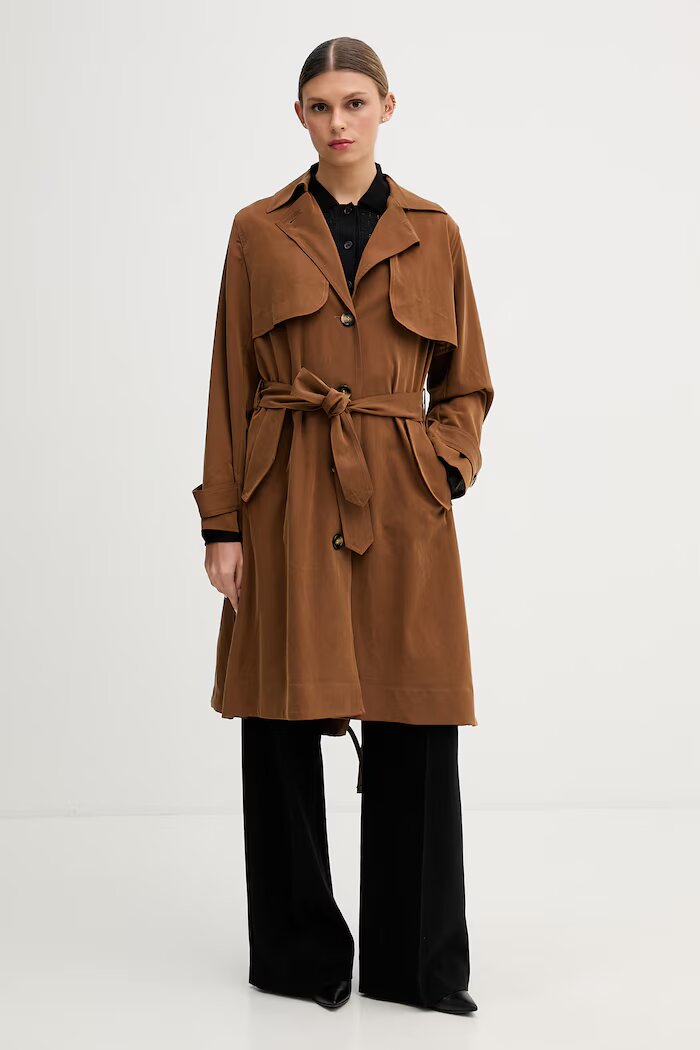 Sisley шлифер дамски от вискоза кафяв 29I2LN071