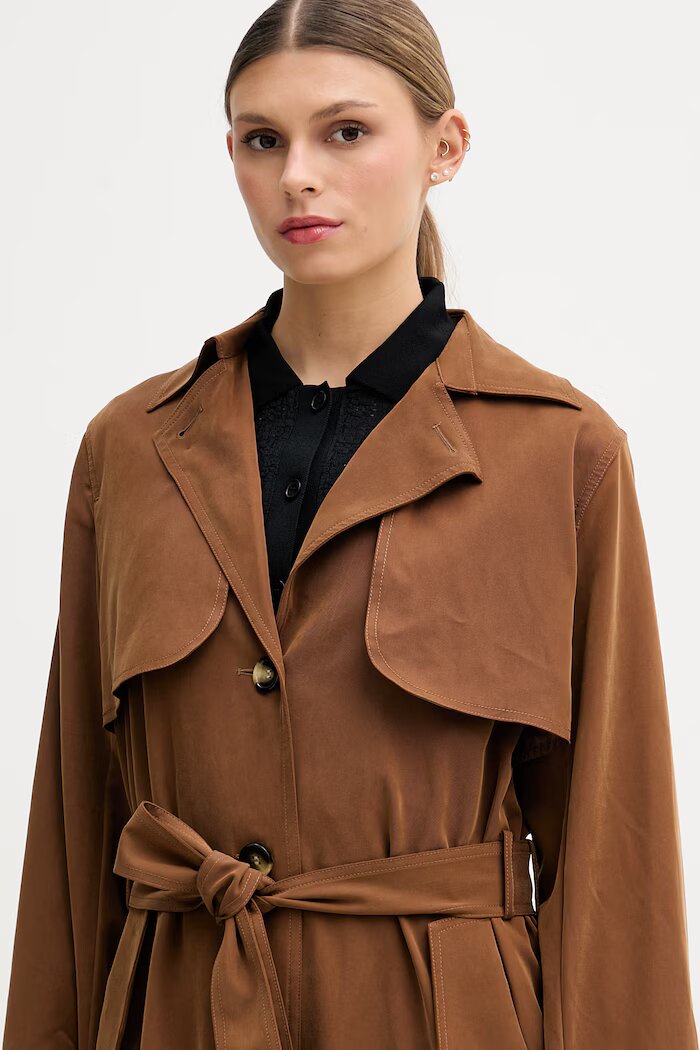 Sisley шлифер дамски от вискоза кафяв 29I2LN071