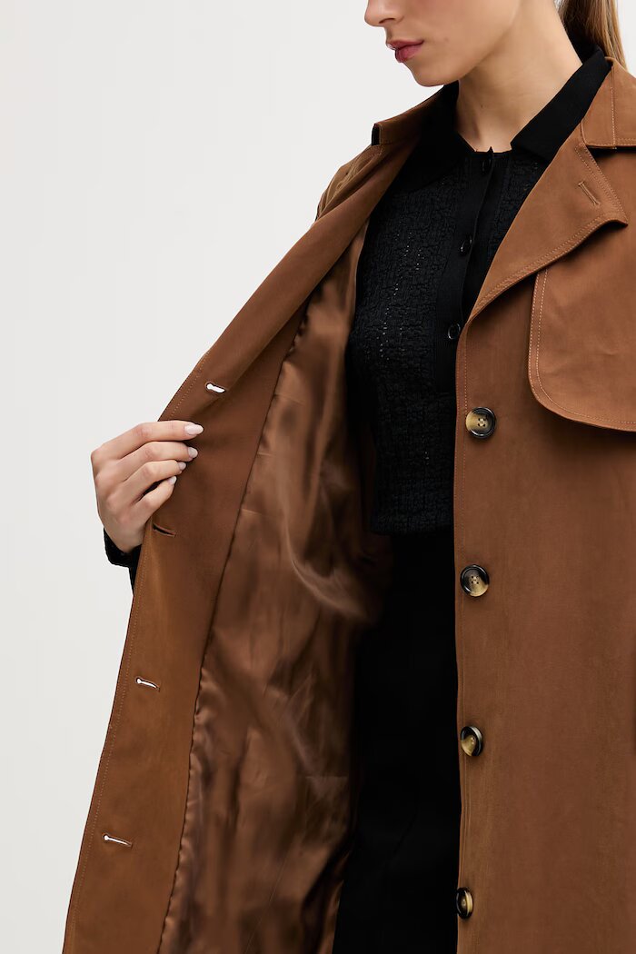 Sisley шлифер дамски от вискоза кафяв 29I2LN071