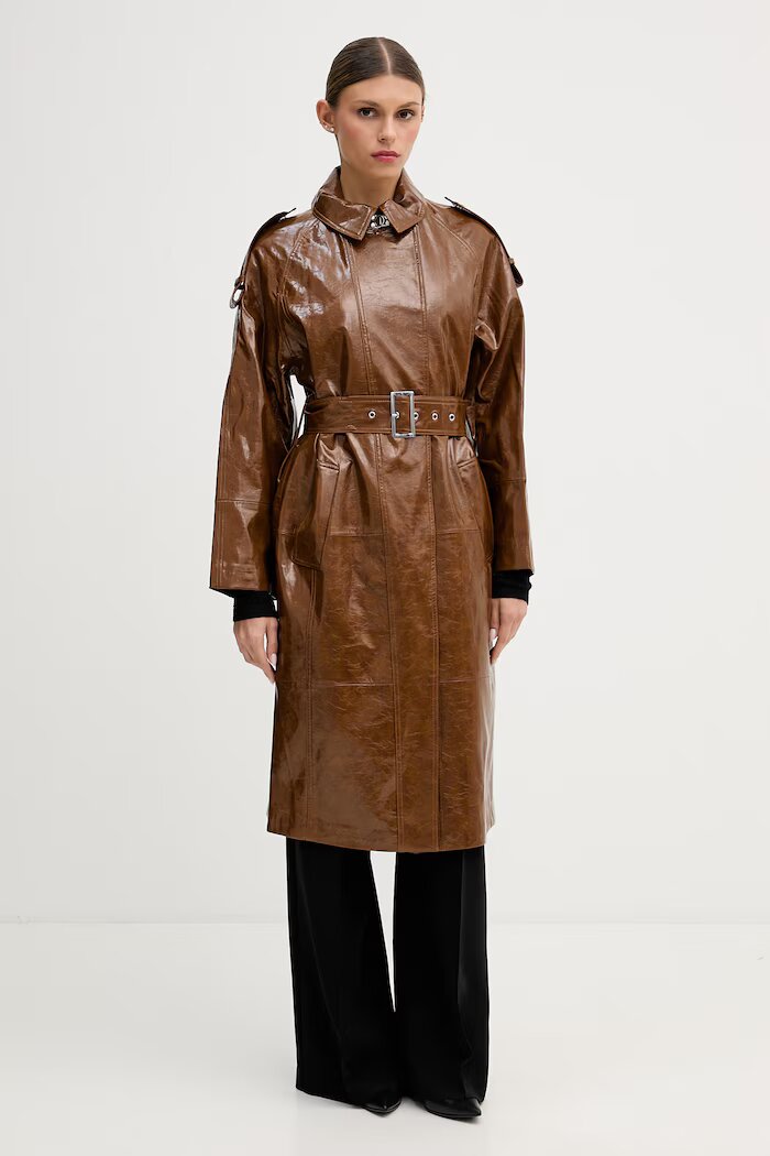 Sisley шлифер дамски с вискоза кафяв 2UZALN06W