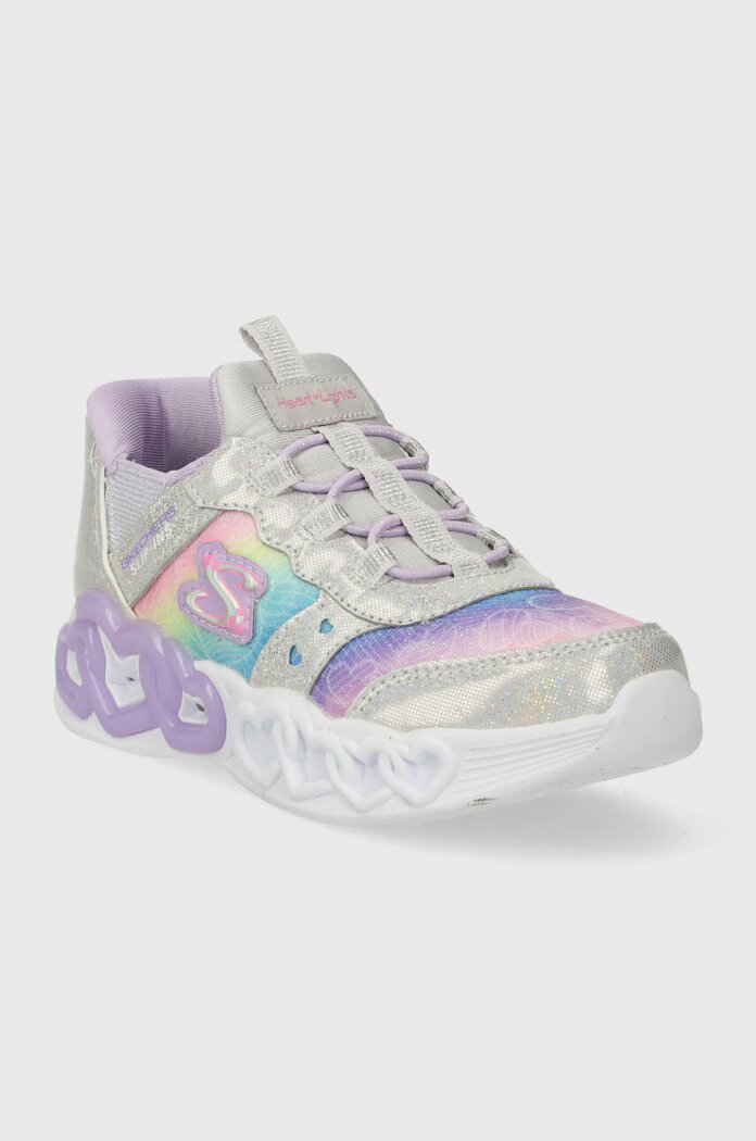 Skechers Детски маратонки INFINITE HEART LIGHTS ETERNAL SHIMMER в сребристо