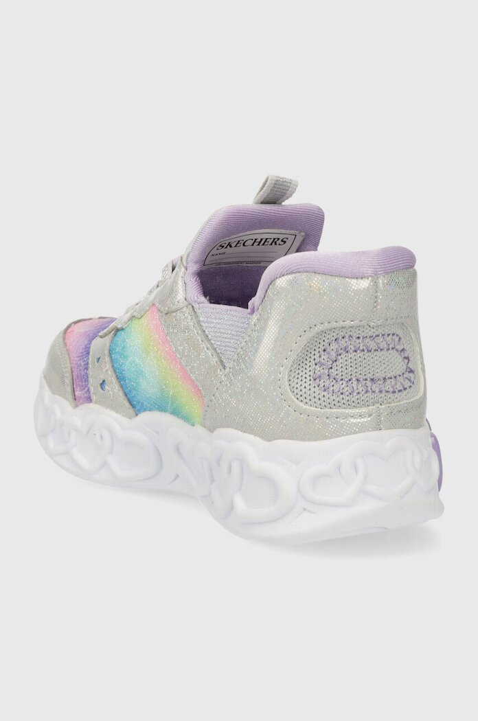 Skechers Детски маратонки INFINITE HEART LIGHTS ETERNAL SHIMMER в сребристо
