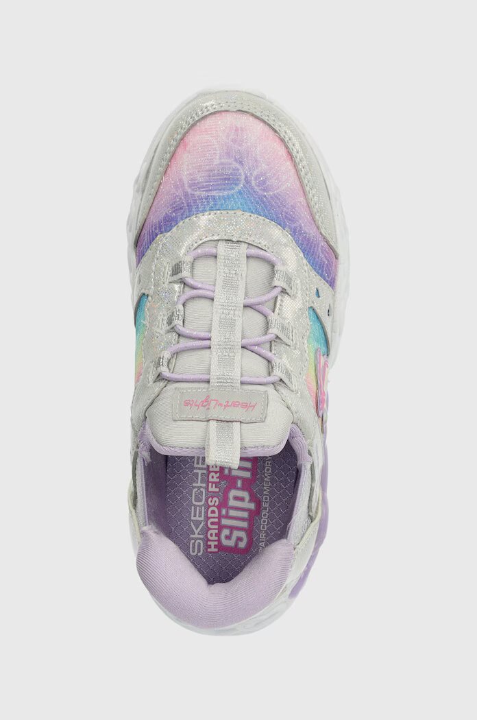 Skechers Детски маратонки INFINITE HEART LIGHTS ETERNAL SHIMMER в сребристо