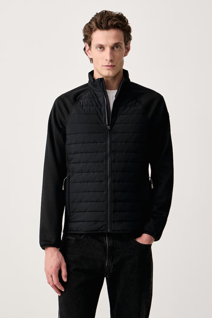 Skechers преходно яке мъжко HOODLESS HOODIE HYBRID JACKET черно JA141