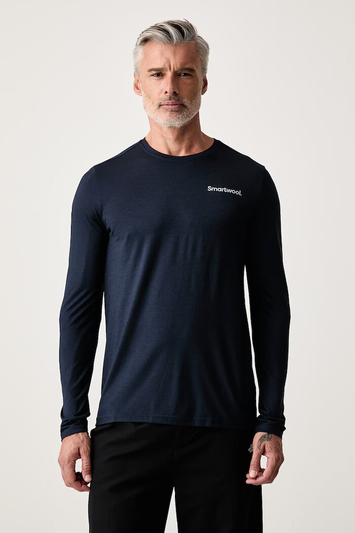 Smartwool блуза с дълги ръкави мъжка с мериносова вълна тъмносиня SW0031710921