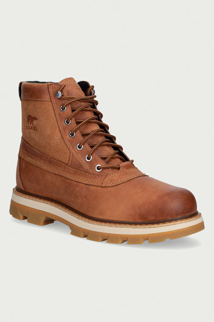 Sorel туристически обувки мъжки от кожа LARK-47 BOOT WP кафяви 2181301242