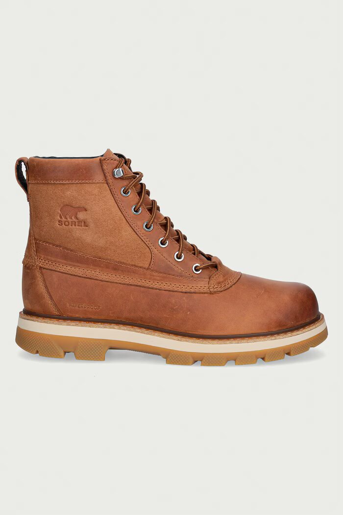 Sorel туристически обувки мъжки от кожа LARK-47 BOOT WP кафяви 2181301242