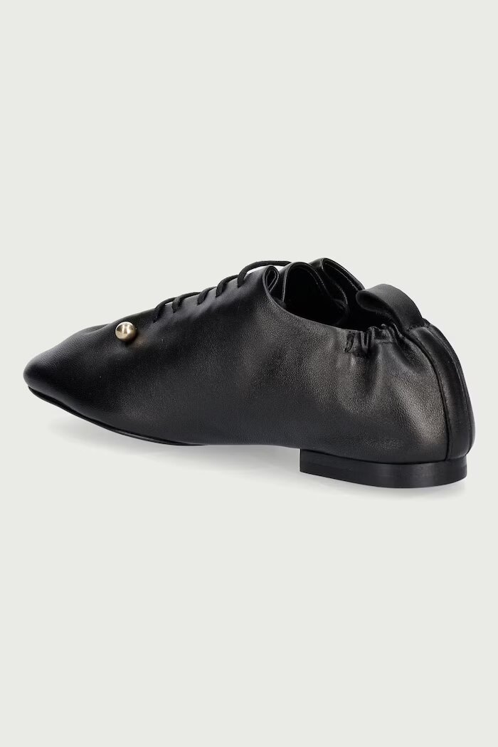 souliers martinez половинки обувки дамски от кожа ALBA черни с равна подметка ALBA