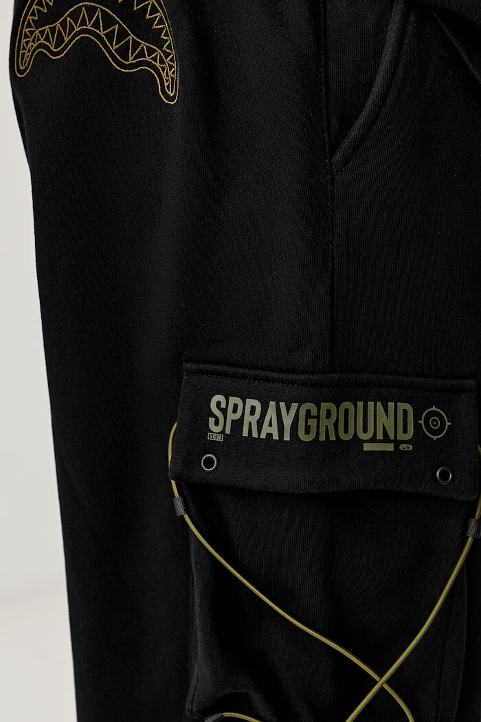Sprayground спортен панталон мъжки от памук черен със стандартна талия SP804GBLK
