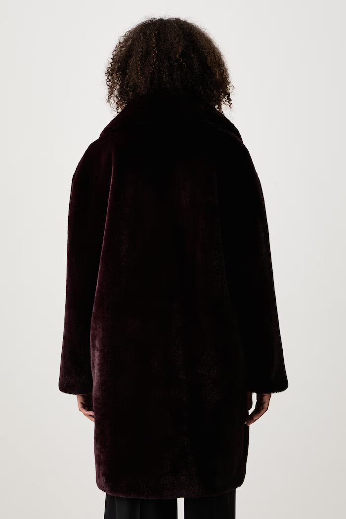 Stand Studio палто от еко пух дамско Camille Cocoon Coat бордо 61137-9070