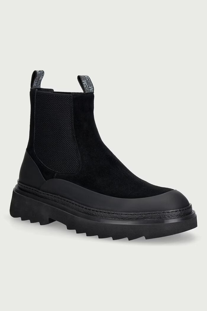 Steve Madden боти челси мъжки от велур Rockland черни 12001018
