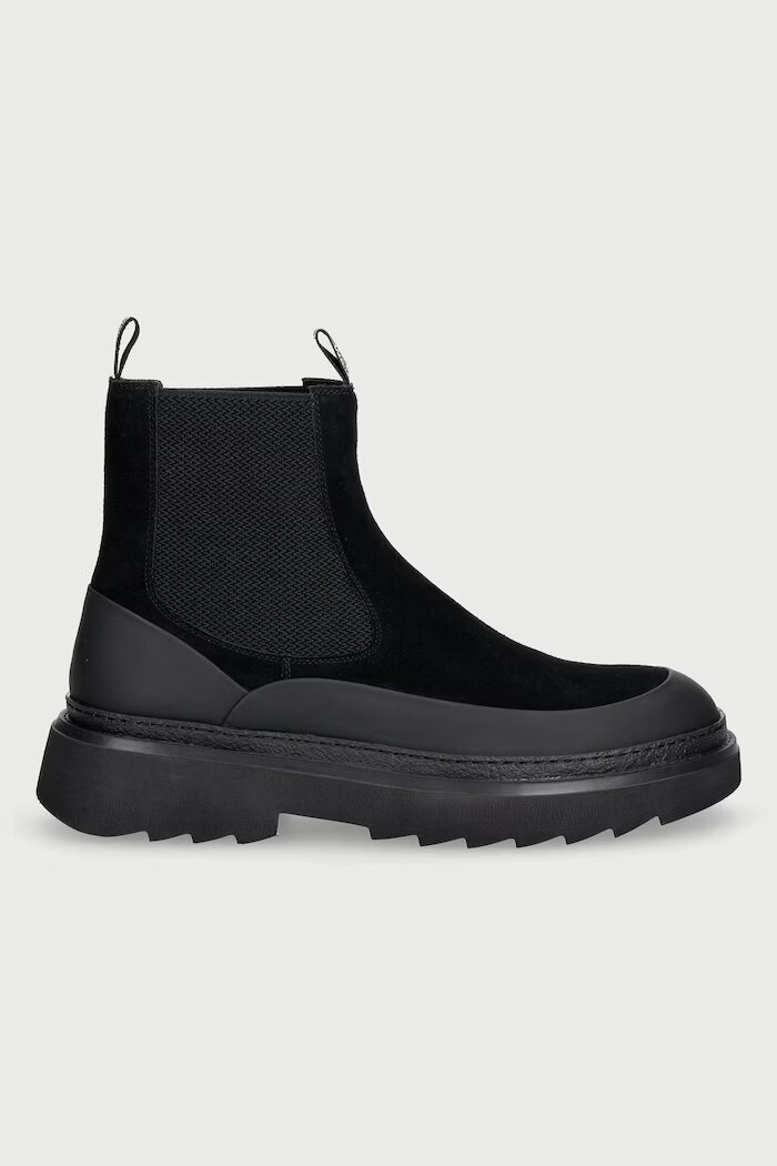 Steve Madden боти челси мъжки от велур Rockland черни 12001018