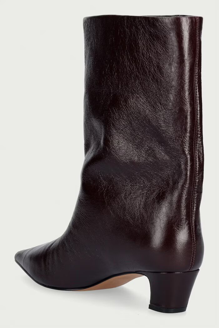 Steve Madden боти с нисък ток дамски от кожа Lytton кафяви 11005183