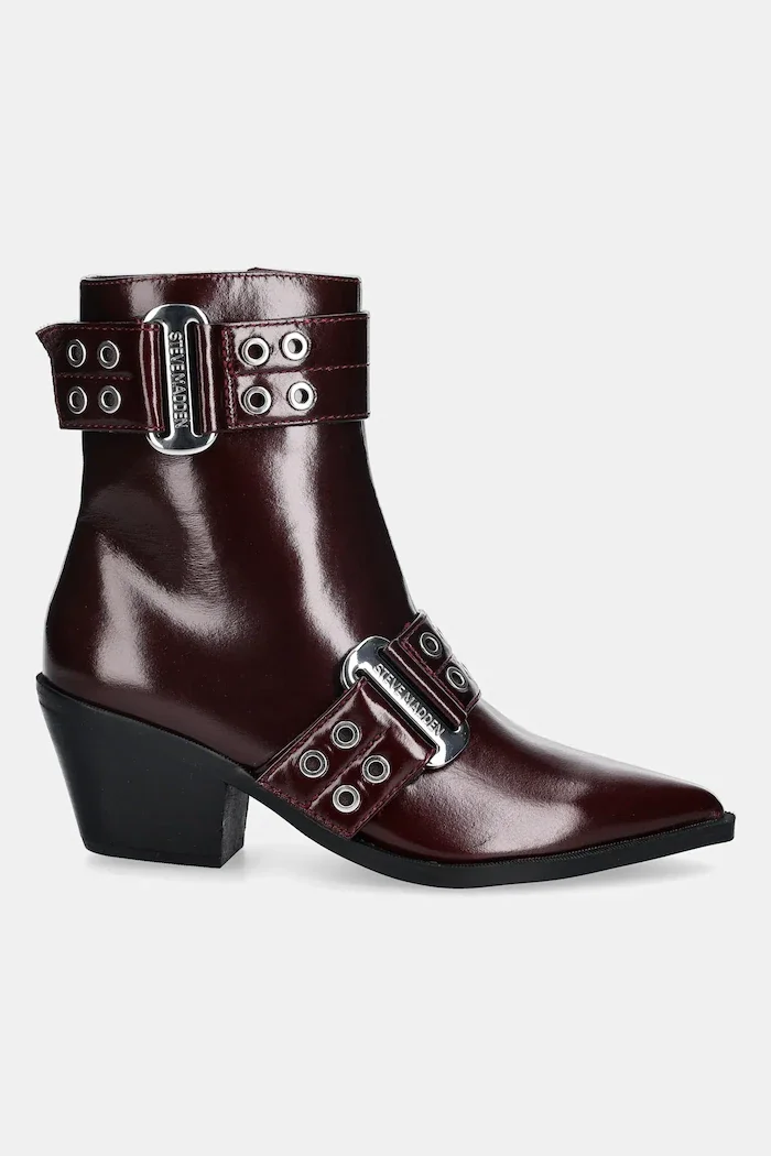 Steve Madden Боти Splurge в бордо с дебел ток 11004772