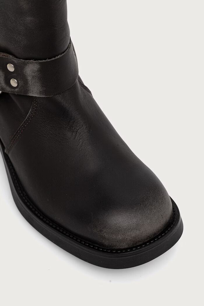 Steve Madden ботуши дамски от кожа Beau сиви 11003069