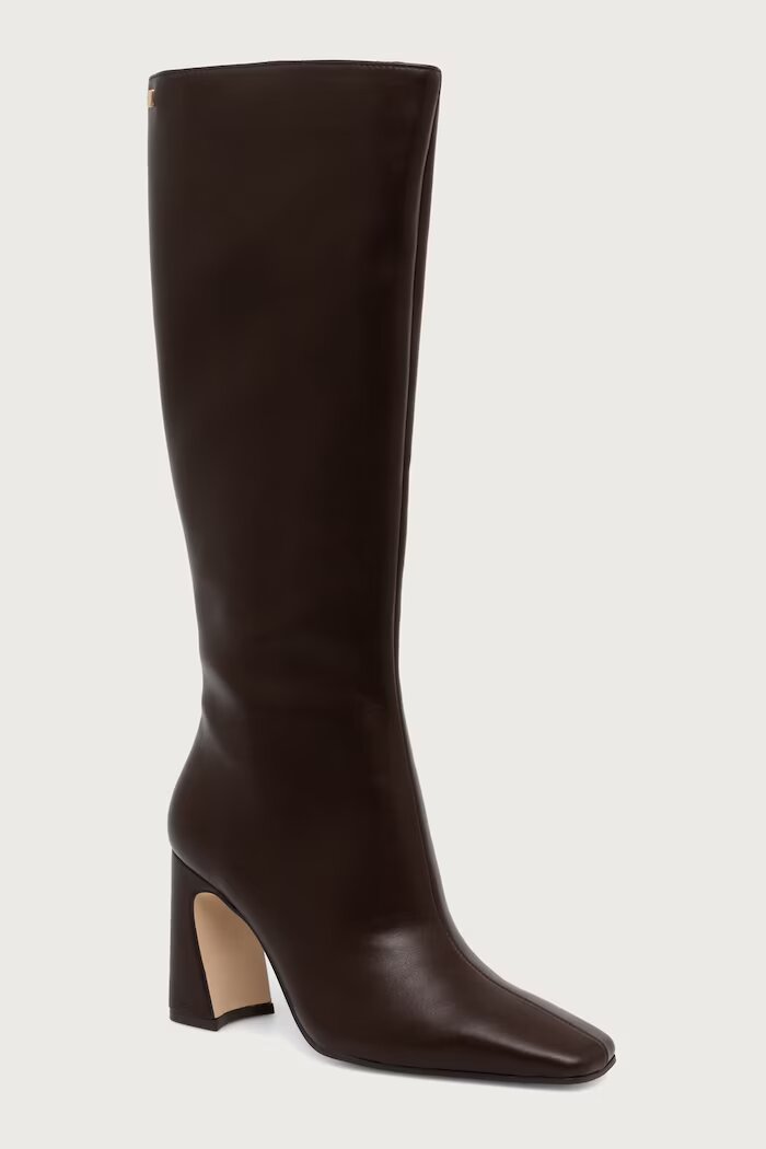Steve Madden ботуши под коляното дамски от кожа Flares-H кафяви 11005768