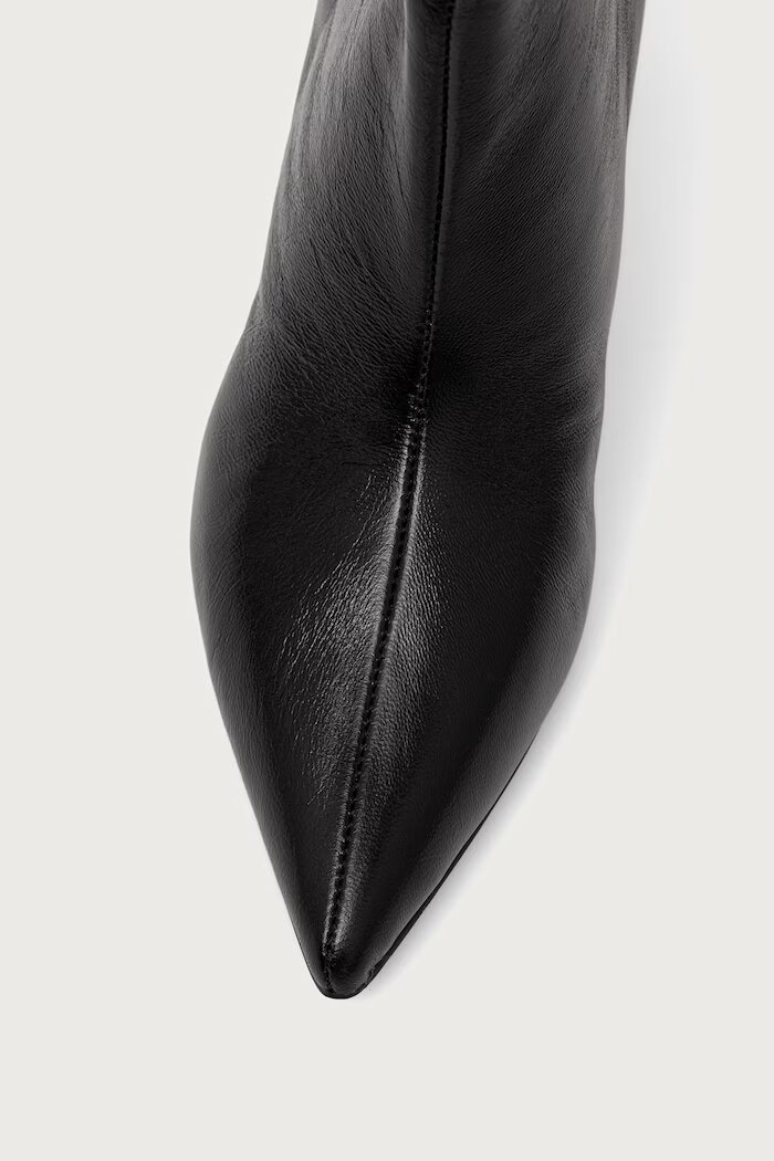 Steve Madden ботуши под коляното дамски от кожа Lavan черни 11003290