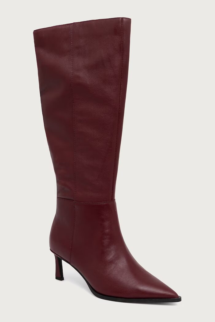 Steve Madden ботуши под коляното дамски от кожа Lucid бордо 11004848