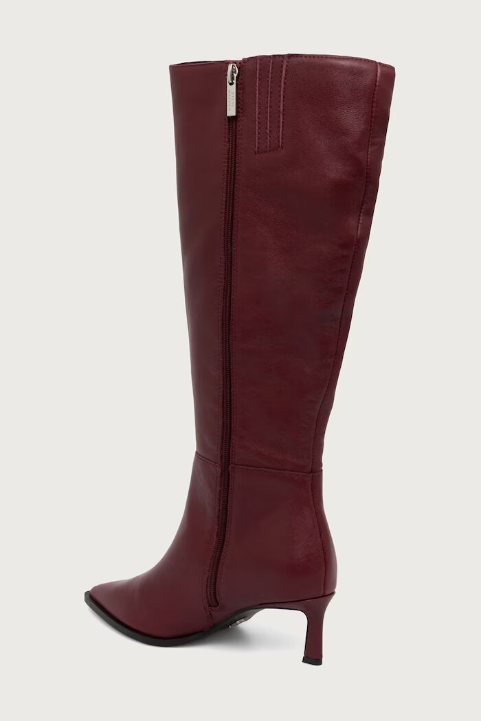 Steve Madden ботуши под коляното дамски от кожа Lucid бордо 11004848