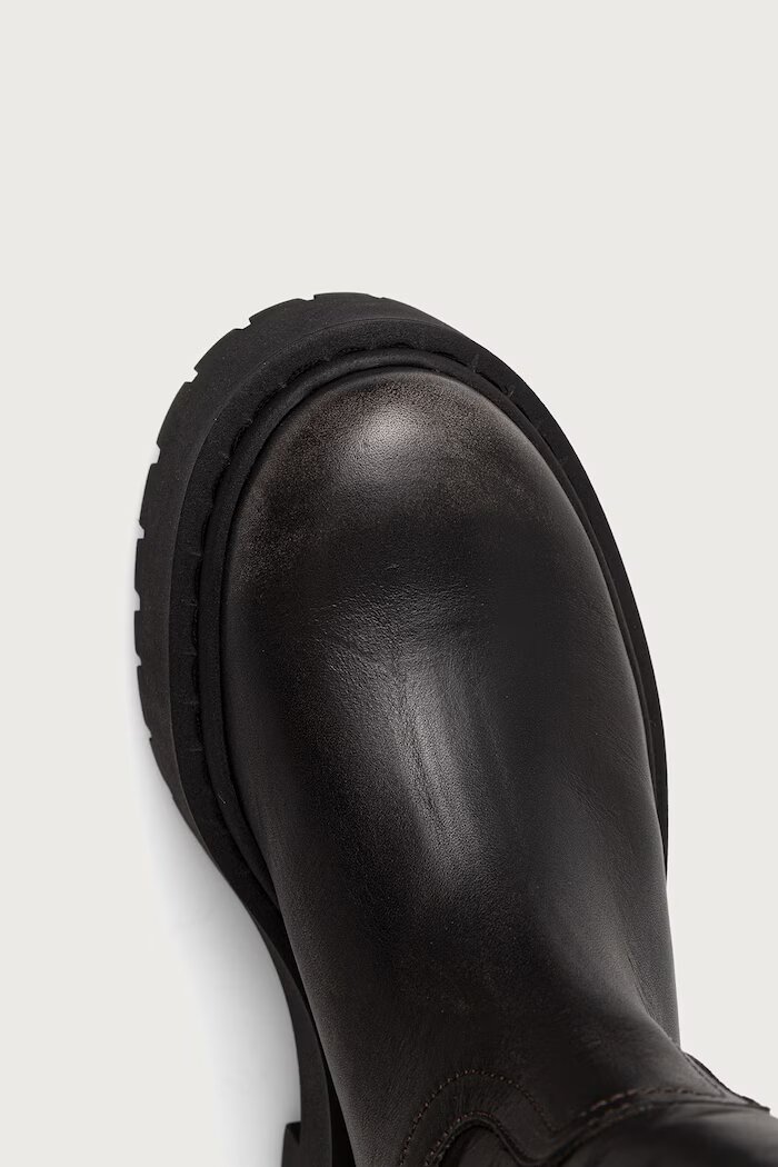 Steve Madden ботуши под коляното дамски от кожа Sonar сиви 11005588