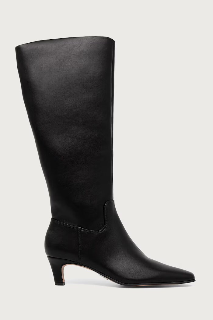 Steve Madden ботуши под коляното с нисък ток дамски New Davis черни 11005691