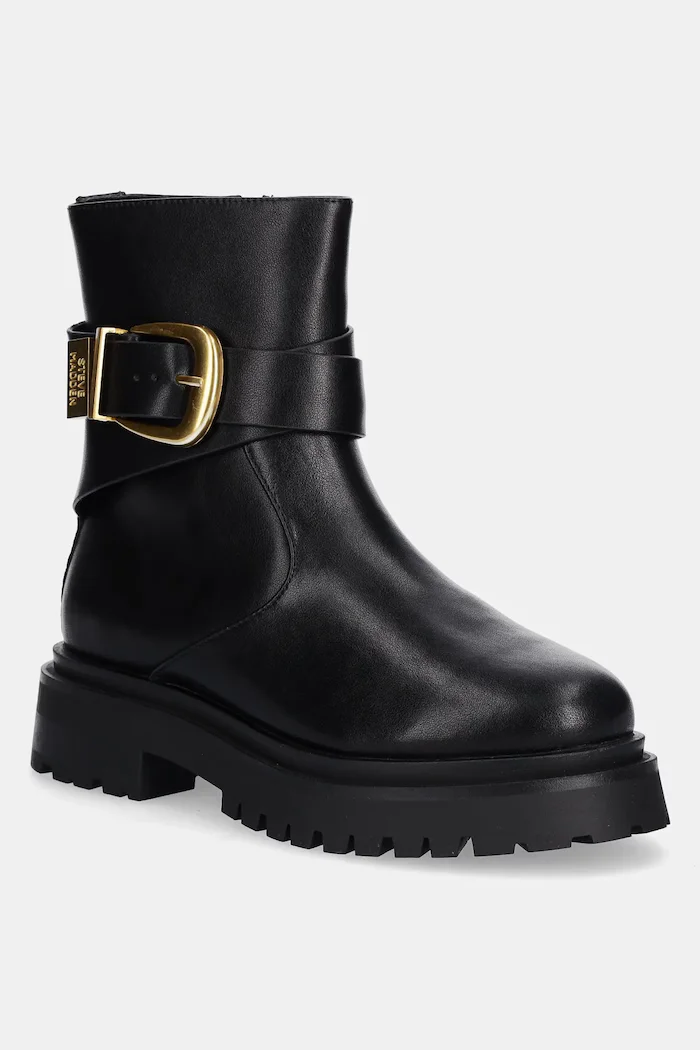Steve Madden Кожени боти Lexs в черно с платформа 11003593