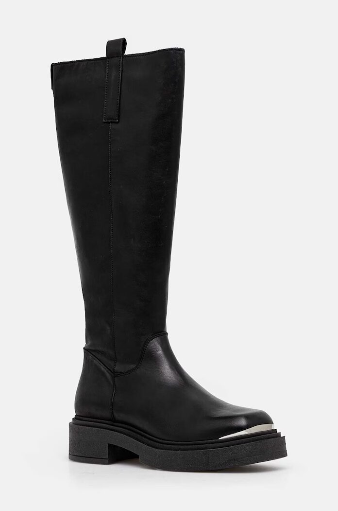 Steve Madden Кожени ботуши Constance в черно с равна подметка SM11003238