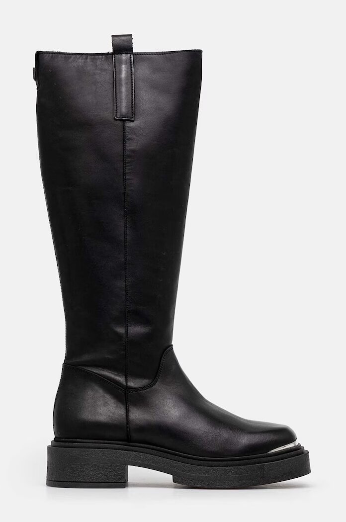 Steve Madden Кожени ботуши Constance в черно с равна подметка SM11003238