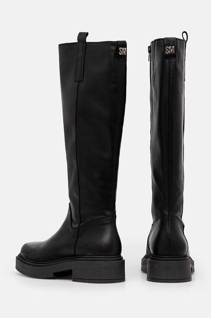 Steve Madden Кожени ботуши Constance в черно с равна подметка SM11003238