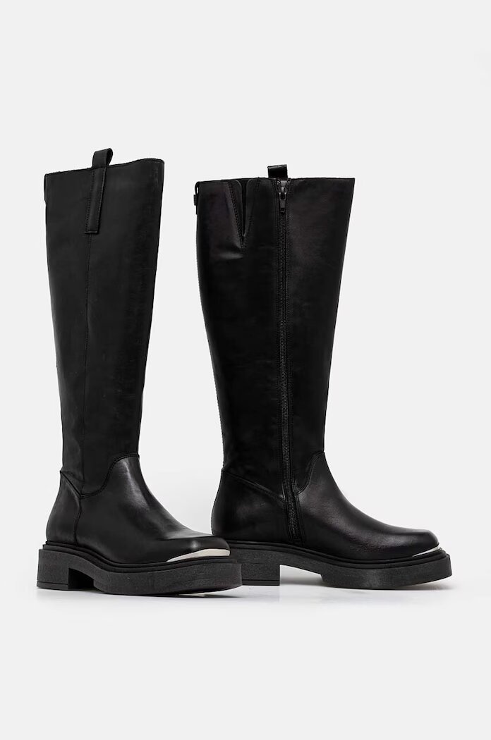Steve Madden Кожени ботуши Constance в черно с равна подметка SM11003238
