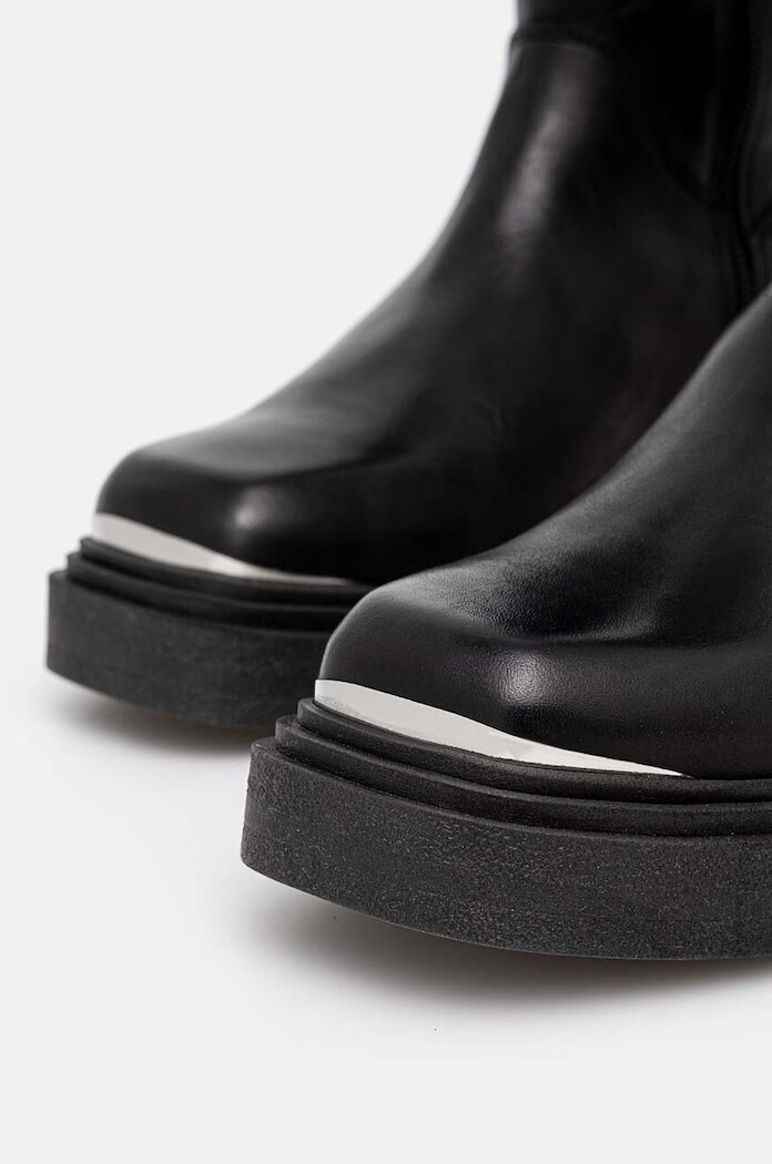 Steve Madden Кожени ботуши Constance в черно с равна подметка SM11003238