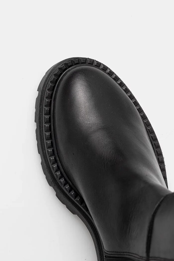 Steve Madden Кожени ботуши Kaja-W в черно с равна подметка 11004946