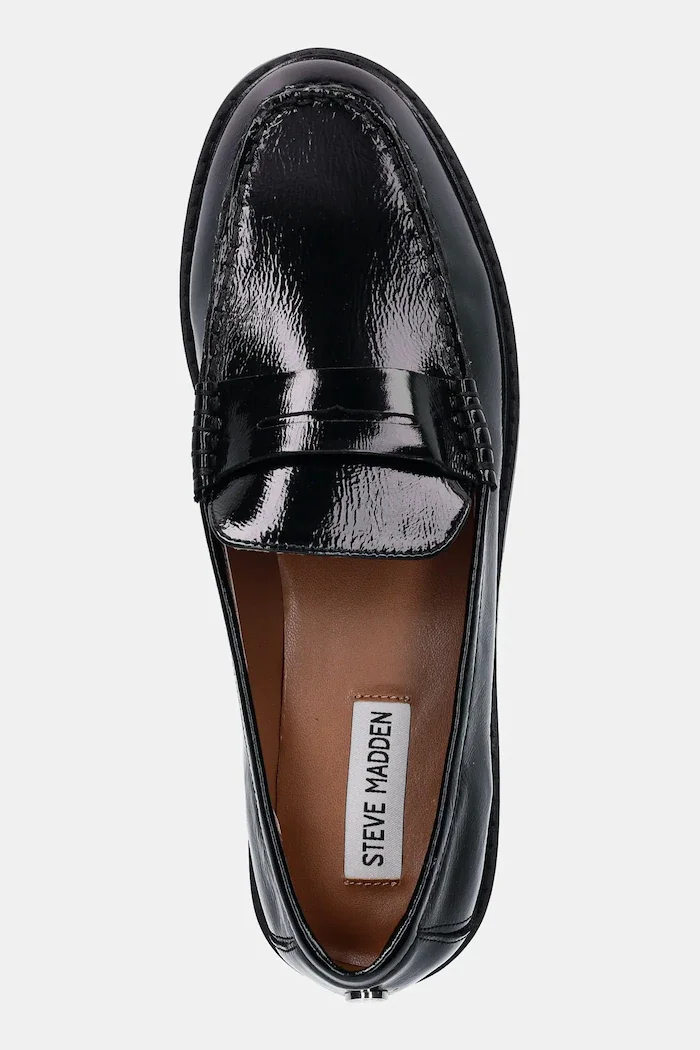 Steve Madden Кожени мокасини Adison в черно с равна подметка 11004736